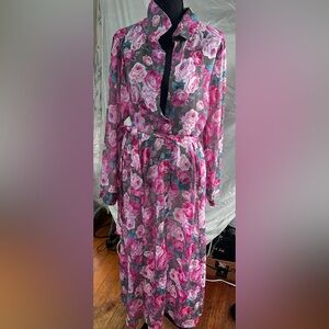 Torrid Sheer dress sz L to 2x roses and glitter striped